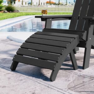 MXIMU Folding Adirondack Ottoman, Plastic Adirondack Footstool, Premium All Weather Ottoman for Adirondack Chairs, Wide Use in Backyard, Garden, Lawn, Porch, Poolside (2, Black)