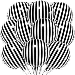 10 pcs black and white striped balloons, 18 inch halloween striped foil balloons black white striped balloons for halloween party baby shower halloween ceremonies holiday party decorations