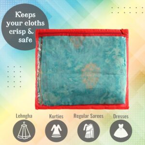 Arts Of India Set of 10 Transparent Garment Storage Bag, Saree Cover, Single Packing Saree Cover, Saree Bag, Sari Storage Bag, Wardrobe Organiser, Clothes Storage Bag, Indian Wedding Gift Packing.