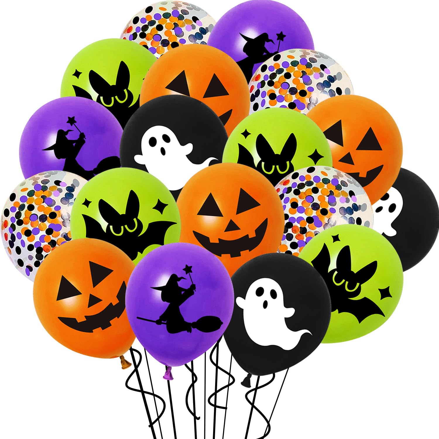 60 PCS Halloween Balloons Halloween Decorations Orange Black Purple Green Confetti Balloons for Halloween Party Decorations Halloween Party Suppiles