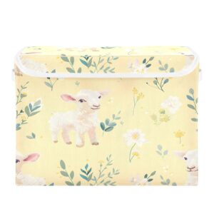 dalawu containers baskets with lids cartoon cute lamb fabric foldable storage bins organizer with lid collapsible storage boxes for home bedroom closet office