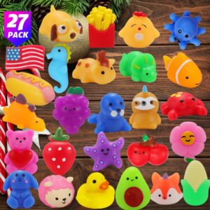 VNAMO Squishy Toys, 27-Pack Squishies Party Favors for Boys Girls Kids, Mochi Mini Kawaii Squishy Fidget Stress Reliever Anxiety Toys Set, Classroom Prize Bulk Gifts for Christmas Treat Goody Bags