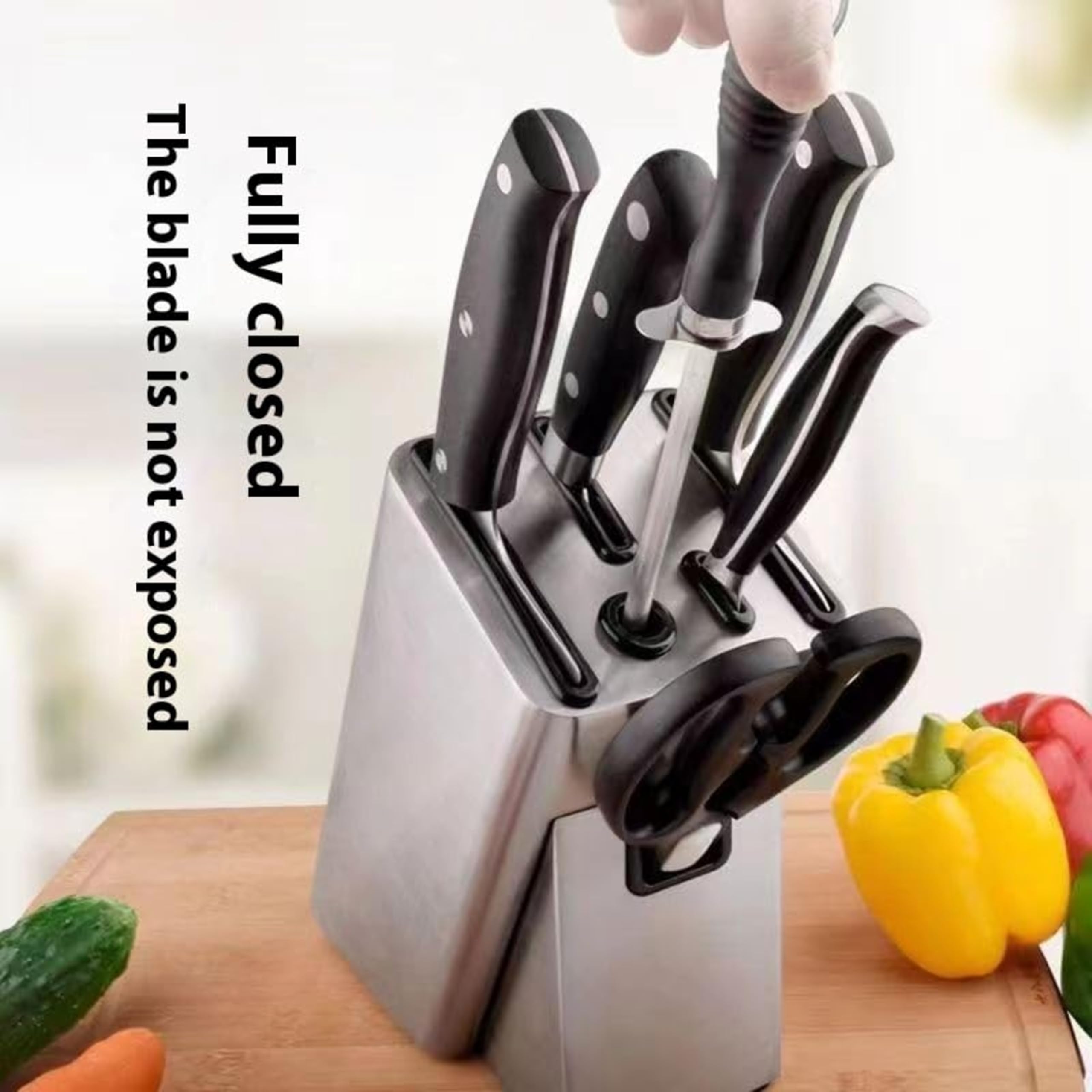 CHAPMAN BROOK Stainless Steel Knife Holder - Knife Block - Durable Kitchen Organizer for Chef Knives, Slicing, Scissors - Space-Saving Knife Storage for Countertops