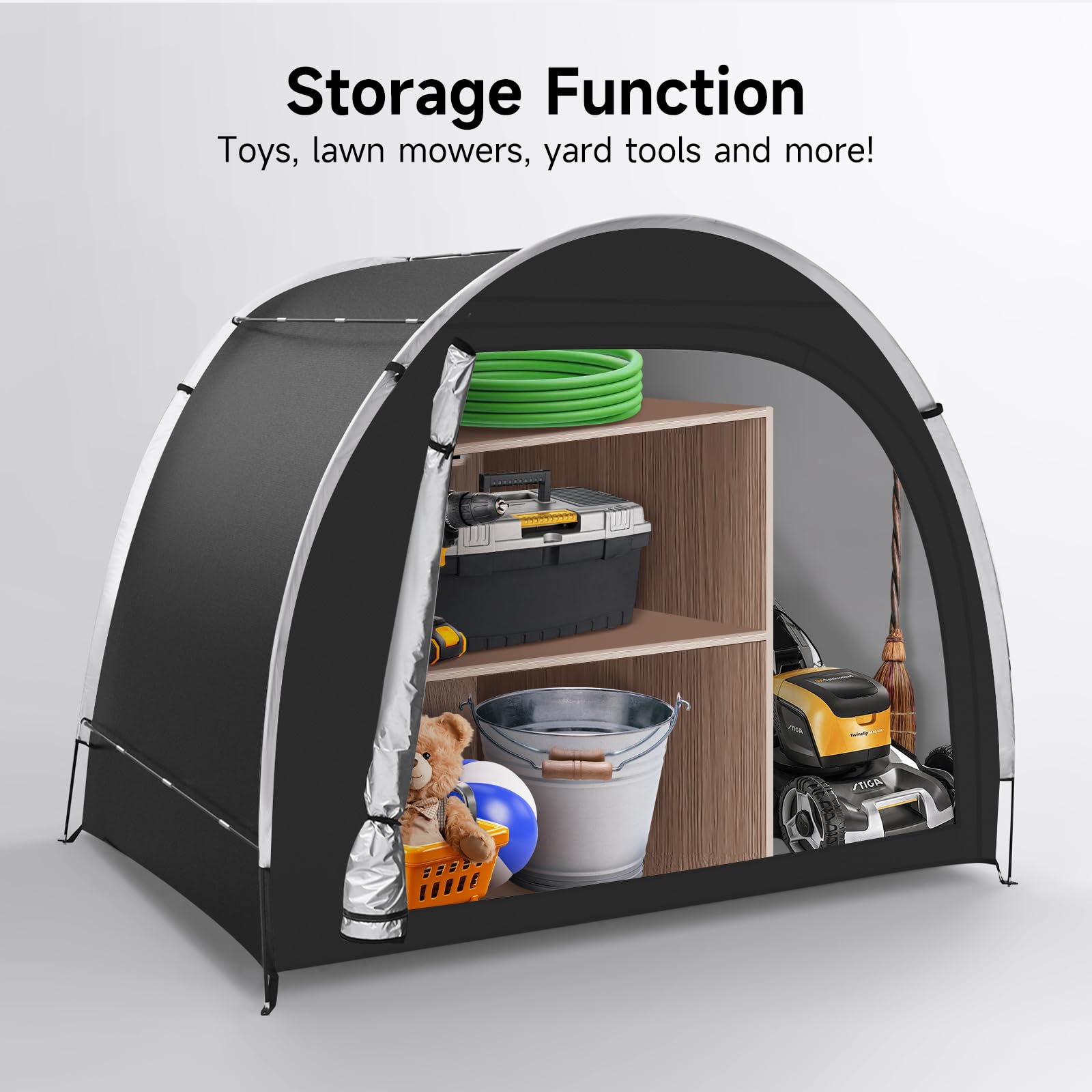 【Upgraded】 Dikutar Bike Storage Tent Sheds Outdoor Waterproof, 6.56x4.92x5.58ft Bicycle Storage Tent, Portable Bike Covers Shelter with Carry Bag for Motorcycle, Lawn Mower, Garden Tools