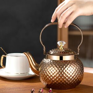 1.3 Quart (1.2 L) Tea Kettle with Tea Leakage, Thick Food Grade Stainless Steel Teakettle is Best for Boiling Water, Brewing Tea, and Making Coffee (Rose Gold)