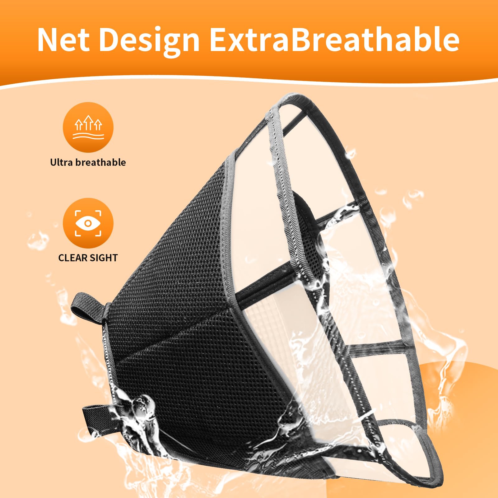 Soft Dog Cone Collar for After Surgery-Breathable Pet Recovery Collar,Adjustable Elizabethan Collar for Wound Care,Suitable for Large,Medium,and Small Dogs and Cats (Black, XL (Neck:15.9-20.8in))