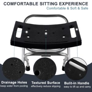 Shower Chair Seat, Stainless Shower Chair for Folding, Safety Anti-Slip Shower Bath Chairs for Seniors/Disabled by