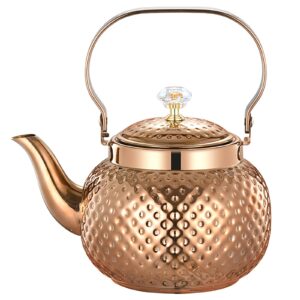 1.3 Quart (1.2 L) Tea Kettle with Tea Leakage, Thick Food Grade Stainless Steel Teakettle is Best for Boiling Water, Brewing Tea, and Making Coffee (Rose Gold)