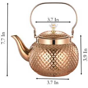 1.3 Quart (1.2 L) Tea Kettle with Tea Leakage, Thick Food Grade Stainless Steel Teakettle is Best for Boiling Water, Brewing Tea, and Making Coffee (Rose Gold)