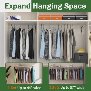 Clothing Rack Wall Mounted - 44 Inch Heavy Duty Detachable Wall Mounted Clothes Rack Garment Bar, Space Saving Multi Purpose Clothes Hanging Rod for Closet Storage Laundry Room Drying Rack - NO SHELF