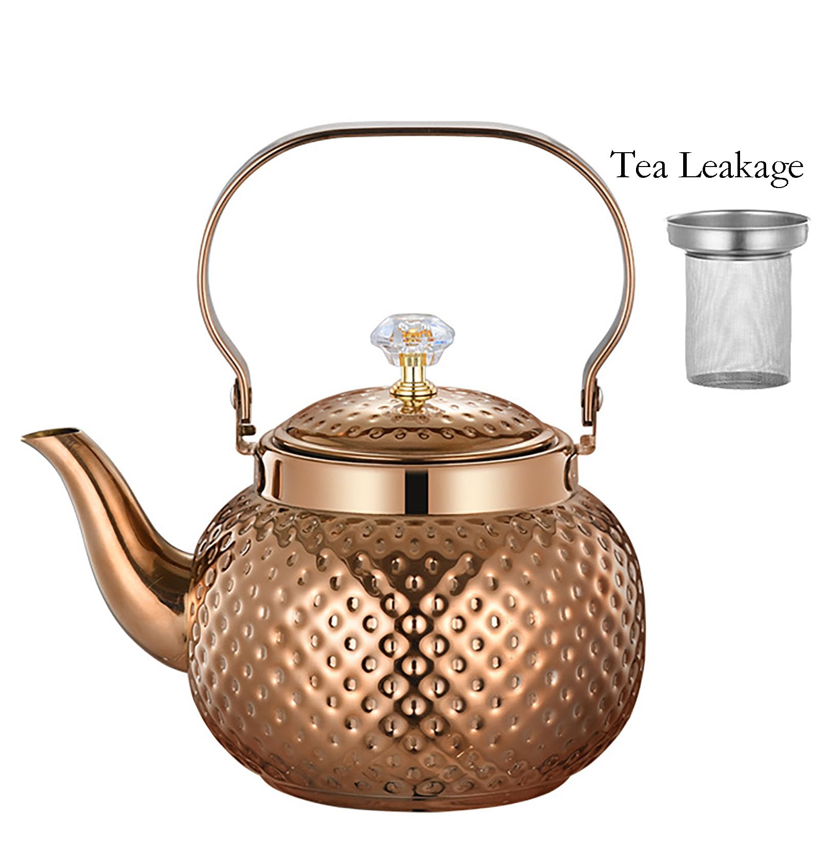 1.3 Quart (1.2 L) Tea Kettle with Tea Leakage, Thick Food Grade Stainless Steel Teakettle is Best for Boiling Water, Brewing Tea, and Making Coffee (Rose Gold)