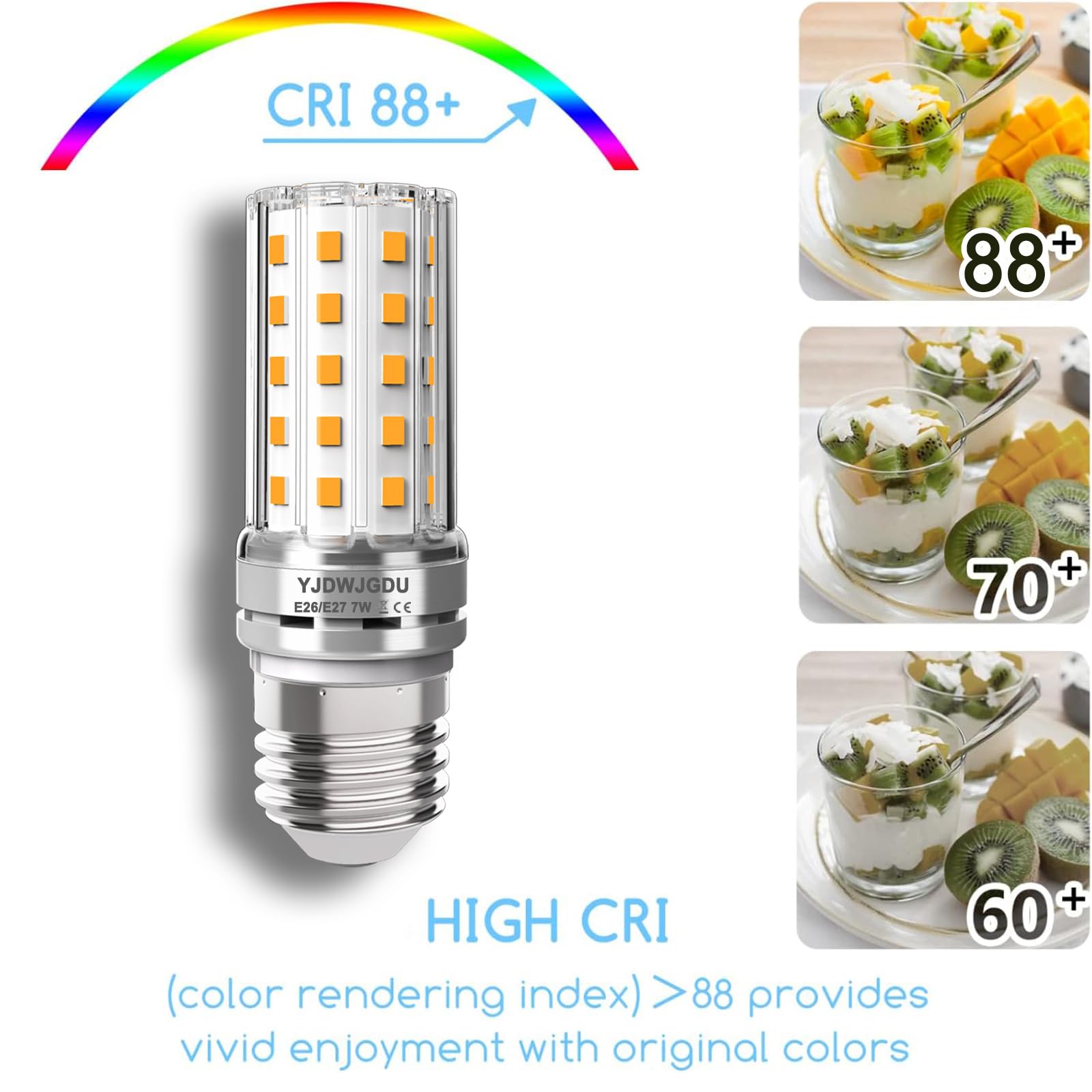 YJDWJGDU LED Corn Light Bulb E26/E27 Base 80W Equivalent 900 Lumen 3000K Warm White 7W Non-dimmable LED Corn Bulbs Pack of 4