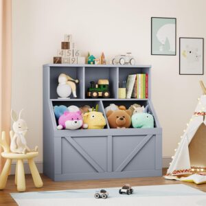 gaomon toy storage organizer and kids bookshelf, toddler toy storage cabinet with toy shelf, toy organizer and kids bookcases fit for playroom bedroom nursery classroom school kindergarten daycare