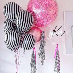 10 Pcs Black and White Striped Balloons, 18 Inch Halloween Striped Foil Balloons Black White Striped Balloons for Halloween Party Baby Shower Halloween Ceremonies Holiday Party Decorations