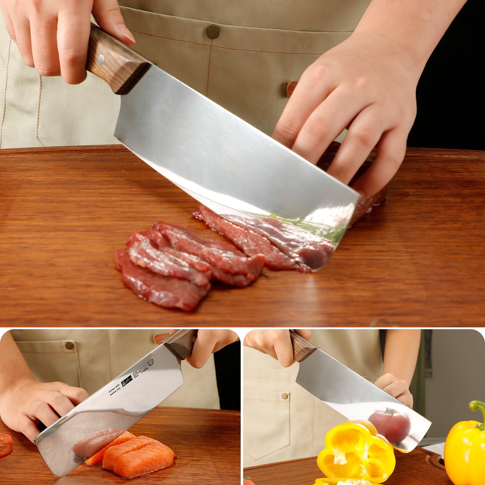 Plys Japanese Nakiri Knife Chef Knife Stainless Steel 7.2 Inch Blade for Professional and Home Kitchen,Ideal for Chopping Vegetables and Meat