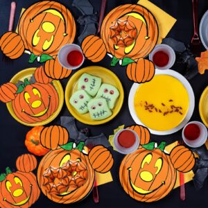 Halloween Dinnerware,Mouse Themed Pumpkin Plates and Napkins Decorations,Disposable Fall Halloween Party Tableware for Autumn Thanksgiving Party Supplies