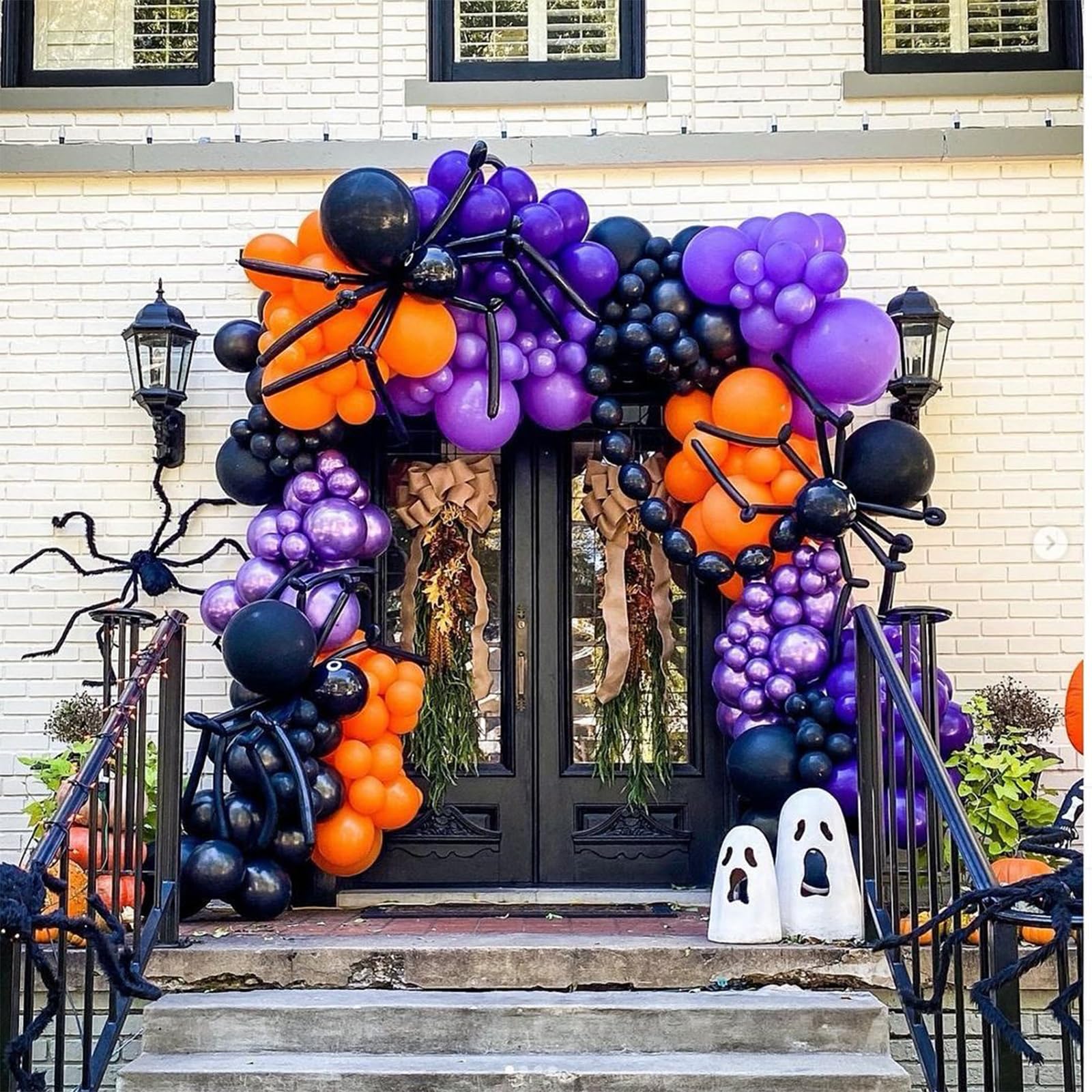 178 PCS Halloween Balloons Arch kit With Black Purple Orange Balloons Witch Balloons Pumpkin Candy Balloons Bat Balloons Outdoor Indoor Halloween Party Decoration balloon Garland