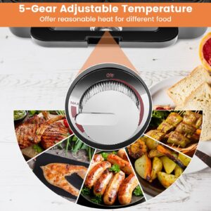 COSTWAY 3-in-1 Sandwich Maker, 1200W Electric Waffle Maker with 3 Removable Non-Stick Plates, Grilled Cheese Maker with 5-Gear Temperature Control, Panini Press Grill for Breakfast