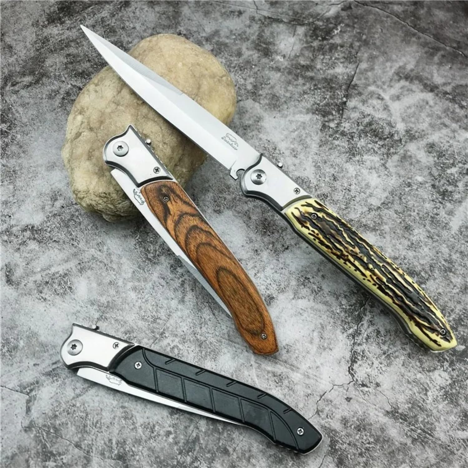 geegift 12" Large Pocket Folding Knife, EDC Knife,Stainless Steel Blade Resin Handle for Camping Hunting Outdoor Men