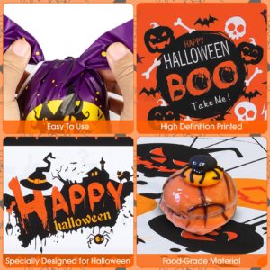 50 Pack Halloween Goodie Bags - Plastic Halloween Treat Bags, Happy Halloween Goody Bag, Trick or Treat Rabbit Ear Candy Treat Snack Cookie Gift Favor Bags for Kids Halloween Party Supplies Favors