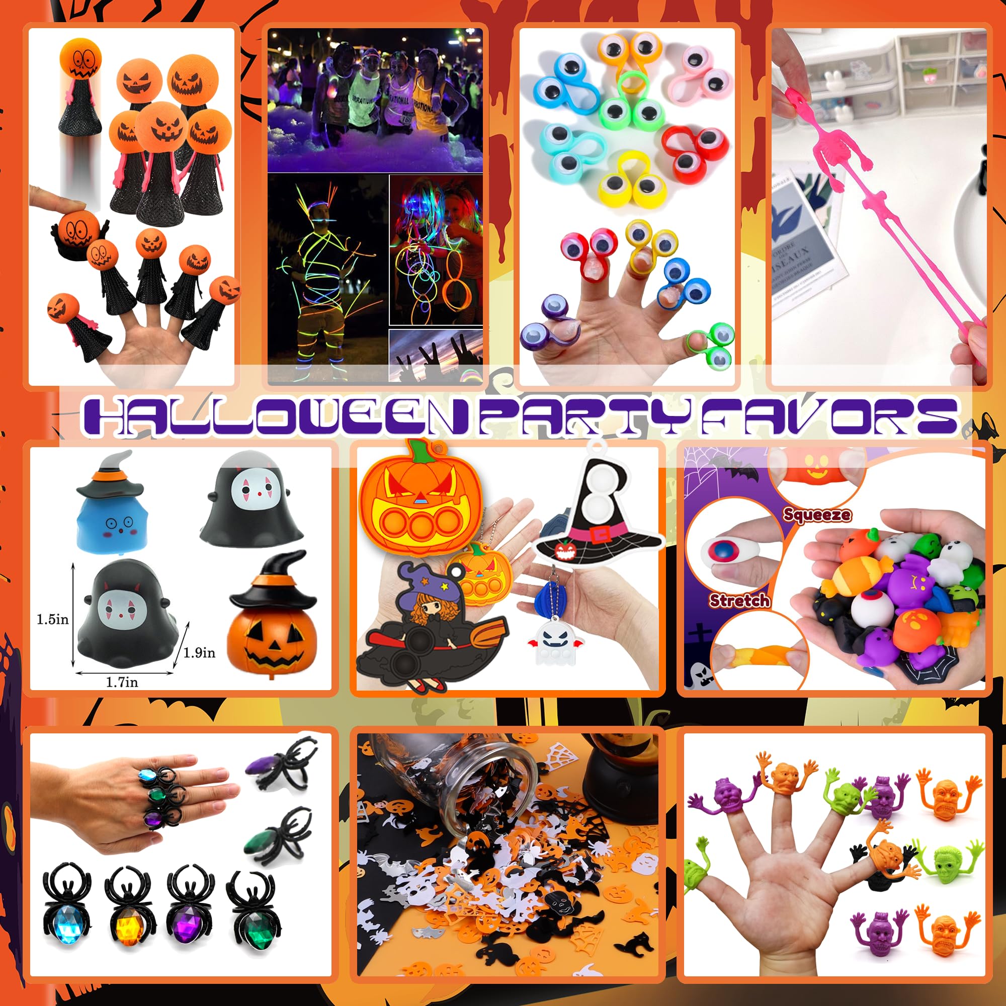 600 PCS Halloween Party Favors for Kids, Fidget Toys Pack, Halloween Toys Treats Gifts, Birthday Gift, Treasure Box, Goodie Bag Stuffers, Carnival Prizes,Pinata Filler Sensory Toy for Classroom