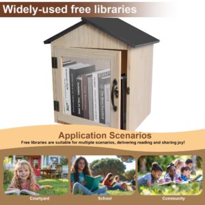 qeqanazo little library box outdoor for DIY，Waterproof and Paint-Free Wood is Used，This little library Promotes a Love of Reading and is a Great Piece of Art!