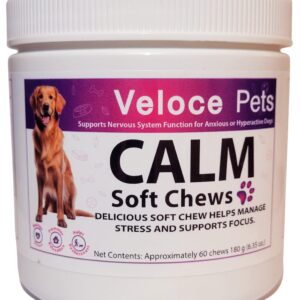 Veloce Pets Calming Chews for Dogs Anxiety- Separation Anxiety Relief Treats for Dogs with Inositol, Taurine & Theanine Relief for Fireworks, Travel and Thunderstorms 60 Count