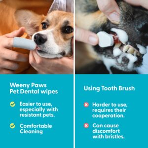 WEENY PAWS Pet Dental Wipes for Dogs & Cats, Remove Bad Breath and Plaque, Easy to use, Dog Finger Toothbrush, Disposable Gentle Cleaning Pet Dental Wipes, Gentle Dog Toothbrush, 50 Wipes