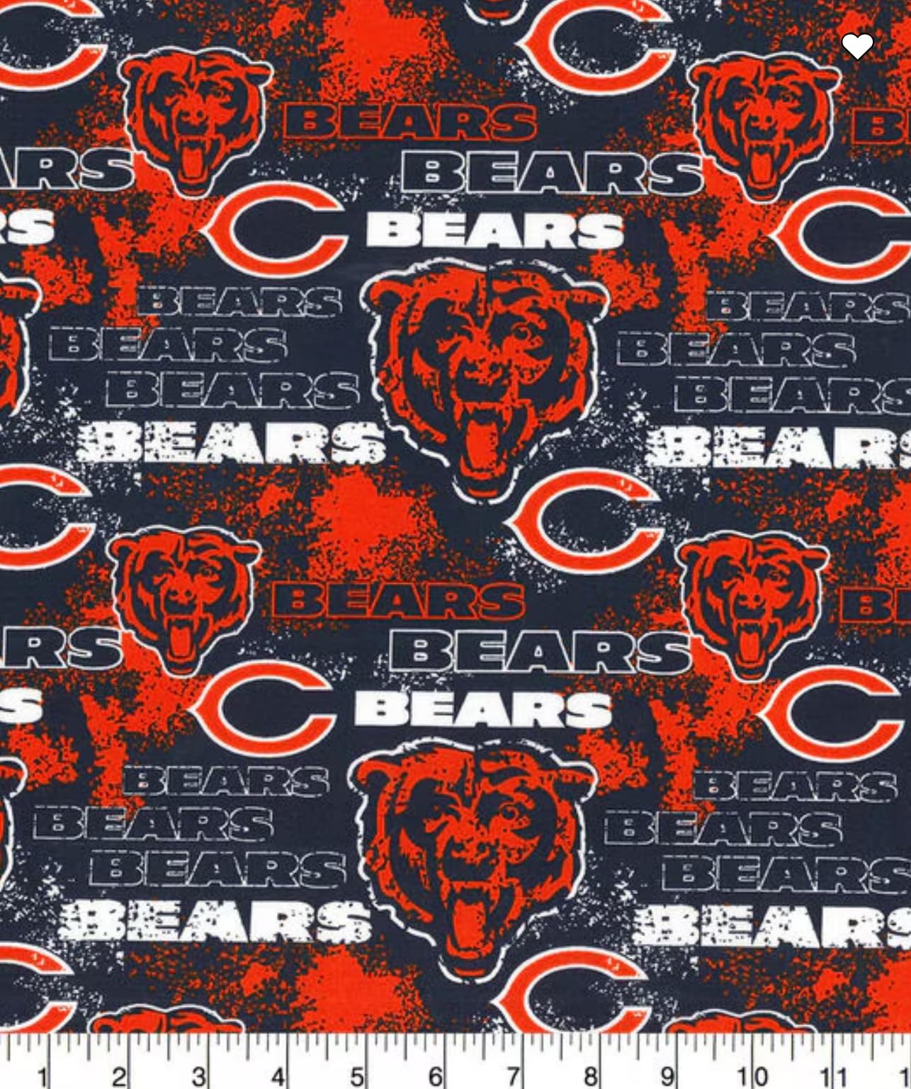 Chicago Bears Cotton Fabric Distressed NFL Licensed, Blue, Orange