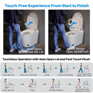 Bazyths Smart Toilet with Bidet Auto Open/Close Foot Touch Flush Dryer Heated Seat Dual Flushes Elongated One-Piece Design (ZYR1)