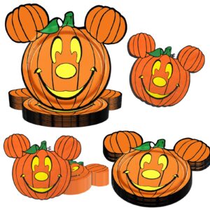 halloween dinnerware,mouse themed pumpkin plates and napkins decorations,disposable fall halloween party tableware for autumn thanksgiving party supplies