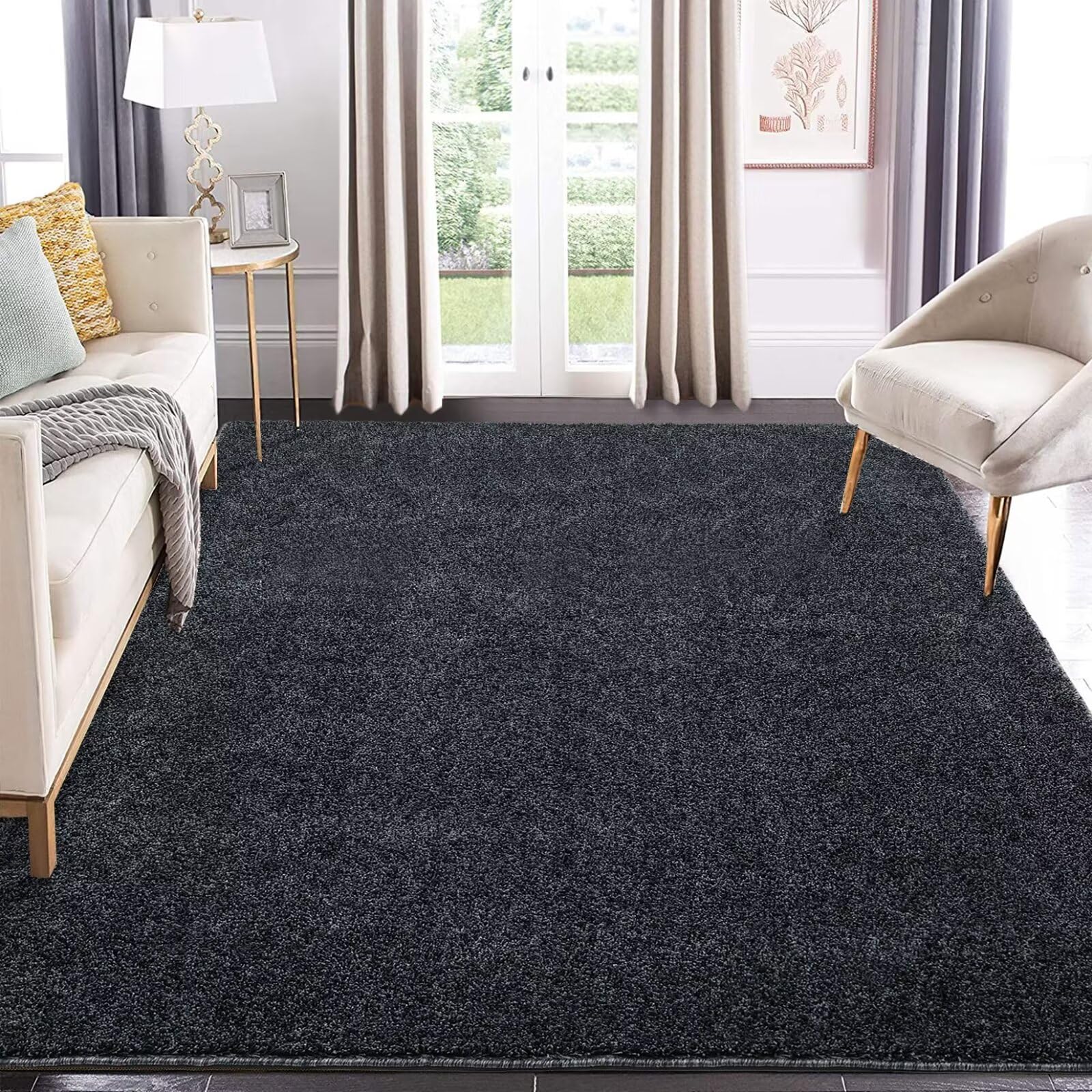 COZYLOOM 10x13 ft Extra Large Area Rug, Modern Soft Fluffy Rug for Living Room Dorm Kids Room Non-Slip Plush Floor Carpet Large Shaggy Rug for Bedroom Nursery Home Office Accent Floor Carpet, Charcoal