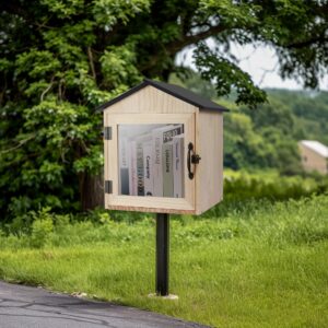 qeqanazo little library box outdoor for DIY，Waterproof and Paint-Free Wood is Used，This little library Promotes a Love of Reading and is a Great Piece of Art!