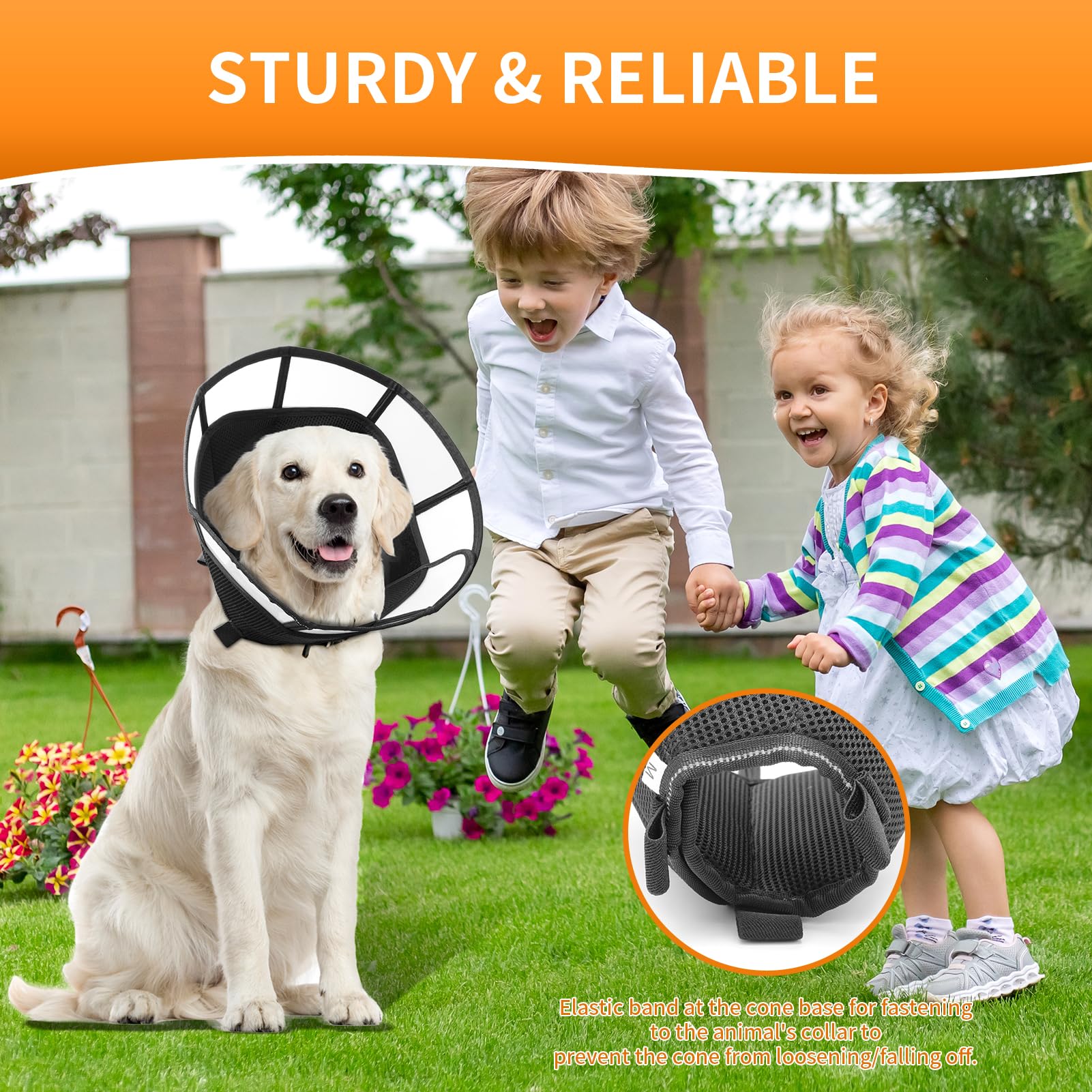 Soft Dog Cone Collar for After Surgery-Breathable Pet Recovery Collar,Adjustable Elizabethan Collar for Wound Care,Suitable for Large,Medium,and Small Dogs and Cats (Black, XL (Neck:15.9-20.8in))