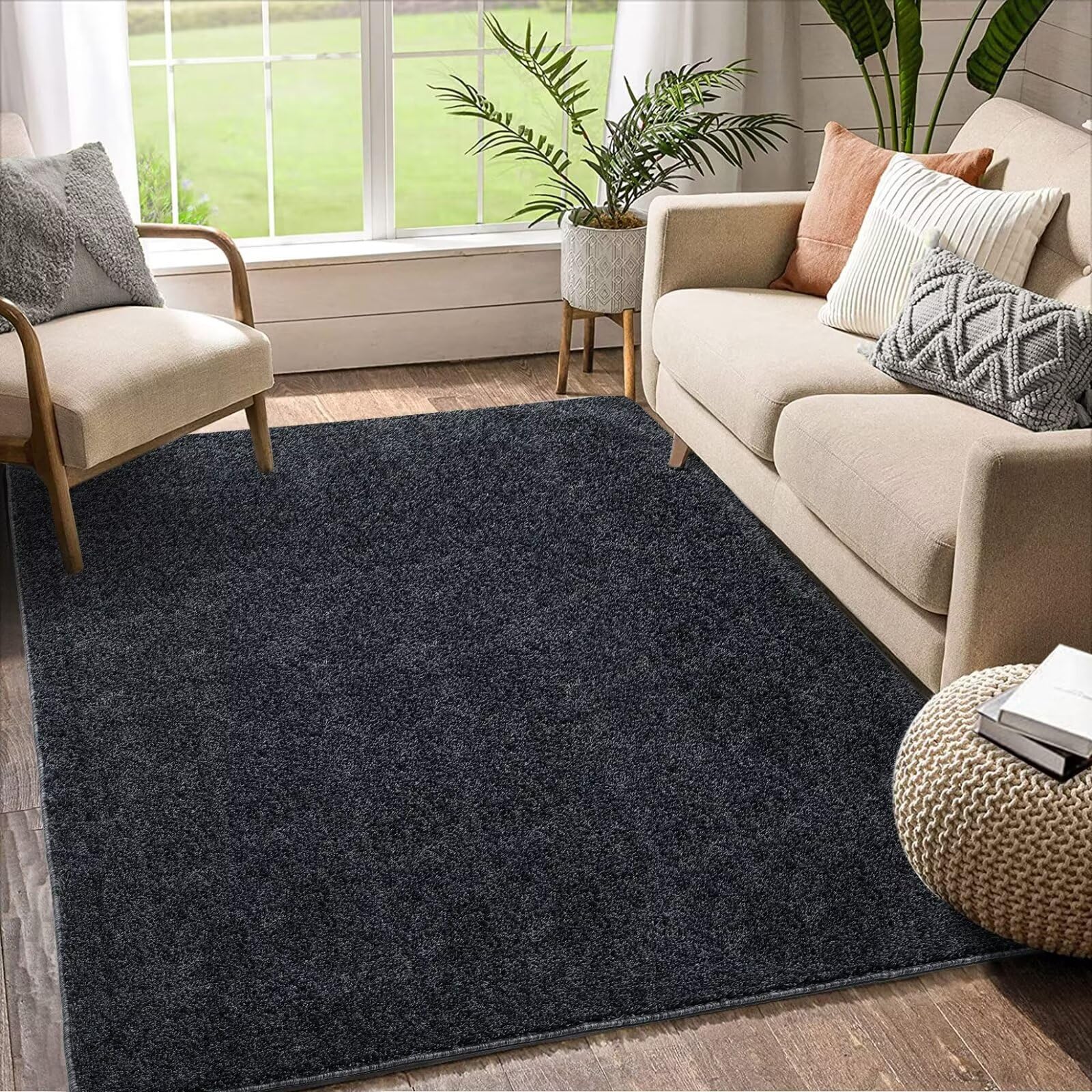 COZYLOOM 10x13 ft Extra Large Area Rug, Modern Soft Fluffy Rug for Living Room Dorm Kids Room Non-Slip Plush Floor Carpet Large Shaggy Rug for Bedroom Nursery Home Office Accent Floor Carpet, Charcoal