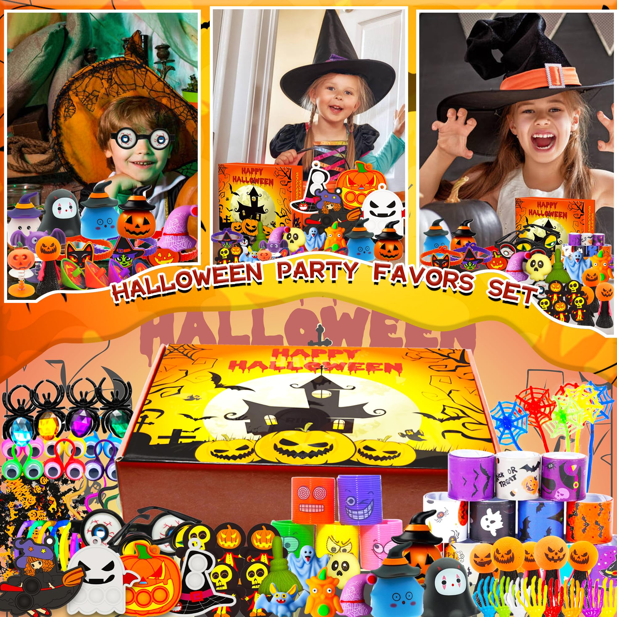 600 PCS Halloween Party Favors for Kids, Fidget Toys Pack, Halloween Toys Treats Gifts, Birthday Gift, Treasure Box, Goodie Bag Stuffers, Carnival Prizes,Pinata Filler Sensory Toy for Classroom