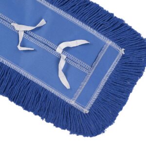 Qipeng 36"" Industrial-Grade Cotton Dust Mop Head Refills, Perfect Replacement for Busy Home, Gym, Commercial Spaces, Heavy-Duty Mop for Janitorial & Housekeeping Needs - 2 Pack (Blue)