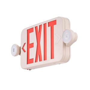 VEVOR LED Emergency Exit Sign, Dual Adjustable LED Heads, Battery-Backed Fire Exit Lighting, Red Letter Combo, Commercial Grade