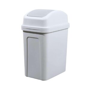 generic 13 gallon kitchen trash can, 4 colors large capacity plastic cream style trash can with lid, 2024 upgraded plastic swing top trash can with sliding lid, bathroom trash can, white