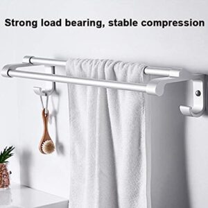 YIONEWIN Bathroom Towel Rack Towel Bar Space Aluminum Towel Rack Double Towel Bar Wall Mounted Towel Shelf Towel Storage Bath Towel Rail for Bathroom Kitchen Towel Holder Towel Rail(60cm)