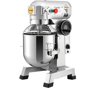 VEVOR Commercial Food Mixer, 30Qt Commercial Mixer with Timing Function, 1100W Stainless Steel Bowl Heavy Duty Electric Food Mixer Commercial with 3 Speeds Adjustable 108/199/382 RPM, Dough Hook Whisk