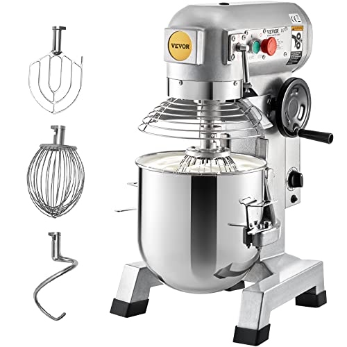 VEVOR Commercial Food Mixer, 30Qt Commercial Mixer with Timing Function, 1100W Stainless Steel Bowl Heavy Duty Electric Food Mixer Commercial with 3 Speeds Adjustable 108/199/382 RPM, Dough Hook Whisk