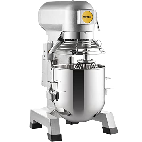 VEVOR Commercial Food Mixer, 30Qt Commercial Mixer with Timing Function, 1100W Stainless Steel Bowl Heavy Duty Electric Food Mixer Commercial with 3 Speeds Adjustable 108/199/382 RPM, Dough Hook Whisk