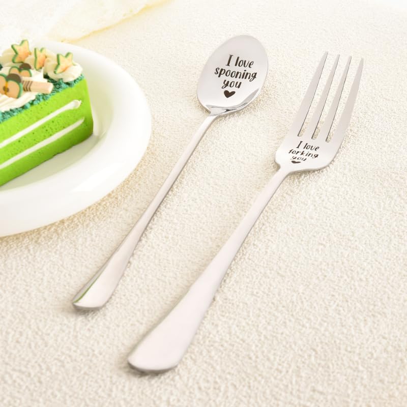 I Love Forking Sponning You Fork and Spoon Set Girlfriend Boyfriend Christmas Gifts for Wife Husband Anniversary Birthday Gift for Fiance Fiancee Engagement Wedding Gifts for Him Her I Love You Gift