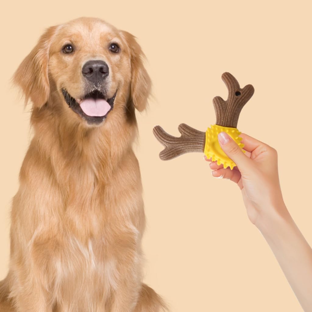 Ozeau Bite Training Dog Chew Toy Pet Dog Toothbrush Boredom Dogs Silicone Chewing Toy, Yellow