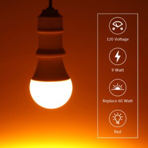 KINUR LED Amber Light Bulbs, A19 9W(60W Equivalent) 1800K E26 A19 Amber Soft Light Bulbs Warm Light Bulbs for Bedroom, Healthy Sleep, Baby Nursery Light, Turtle Friendly Light Bulbs 4 Pack