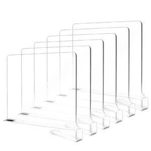 suoyouman acrylic shelf dividers for closet organization 6pcs closet shelf dividers for shelves shelf organizer, transparent closet shelf divider for purse shelf organizer bedroom and office shelves