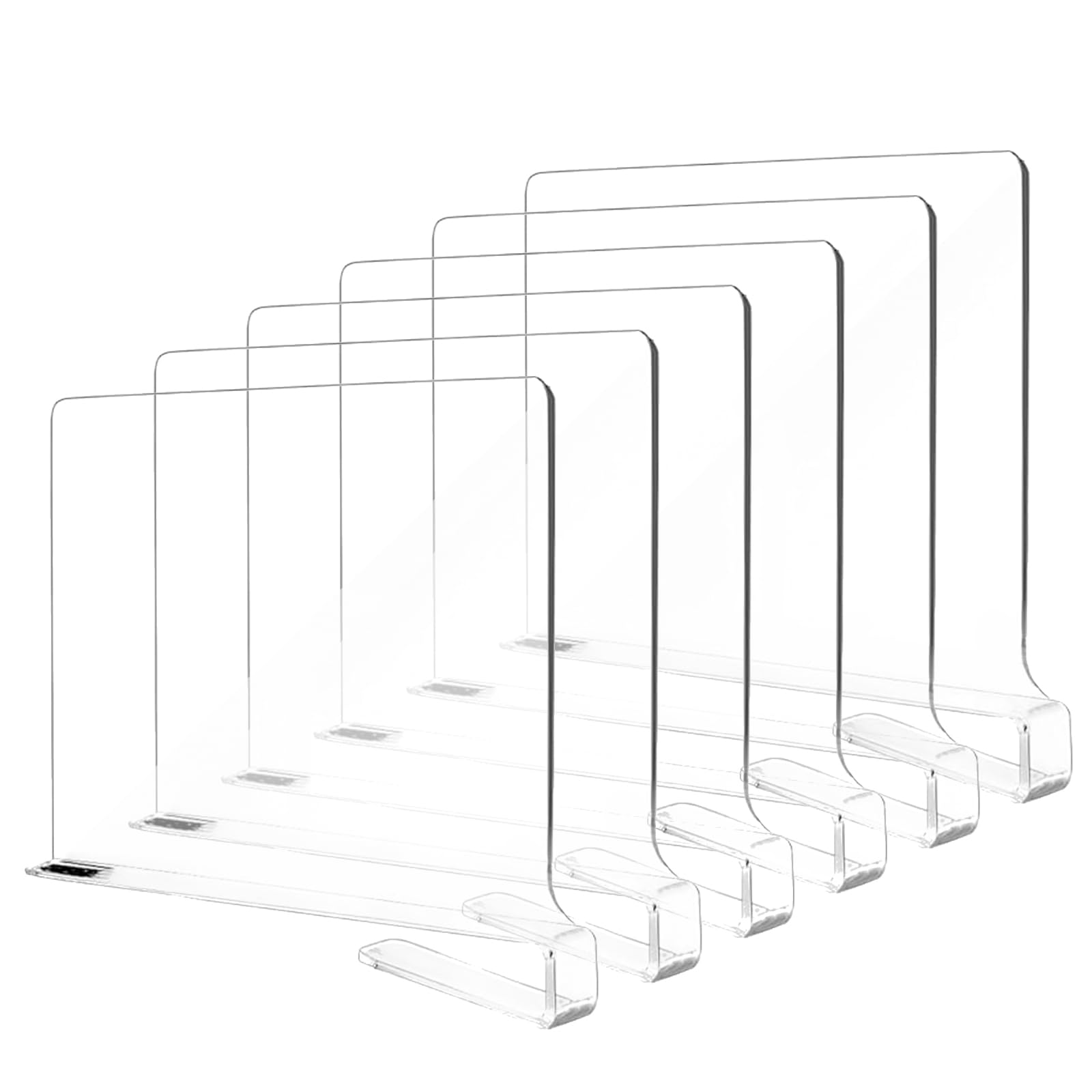 Suoyouman Acrylic Shelf Dividers for Closet Organization 6Pcs Closet Shelf Dividers for Shelves Shelf Organizer, Transparent Closet Shelf Divider for Purse Shelf Organizer Bedroom and Office Shelves