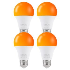 kinur led amber light bulbs, a19 9w(60w equivalent) 1800k e26 a19 amber soft light bulbs warm light bulbs for bedroom, healthy sleep, baby nursery light, turtle friendly light bulbs 4 pack