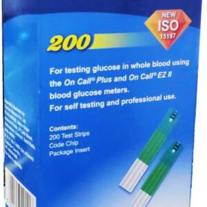 Generic On-Call Plus Blood Glucose glucometer with 200 Test Strips Blue